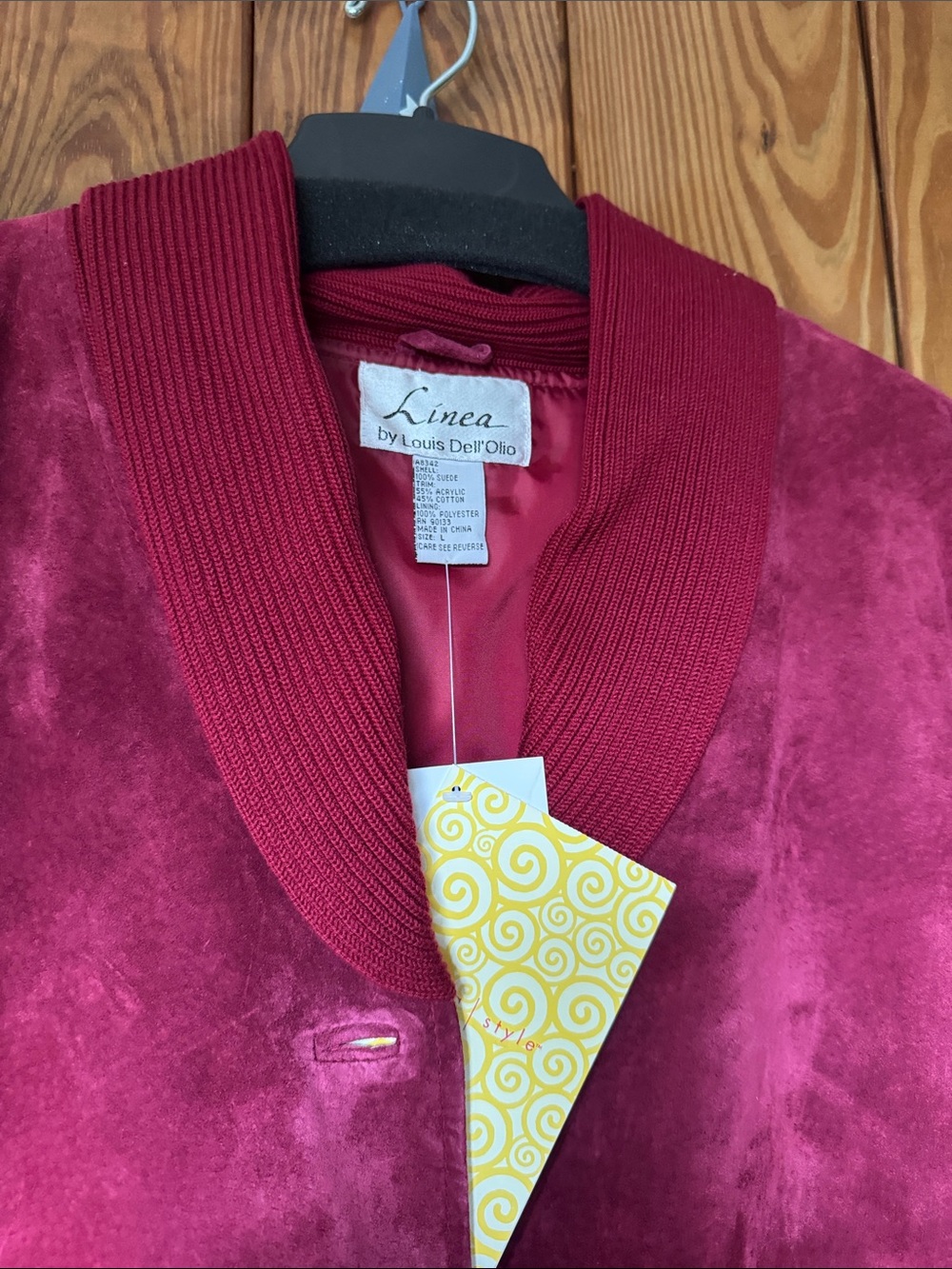 Linea by Louis Dell'Olio Cranberry Shawl-Collar Button Suede jacket - Picture 8 of 11
